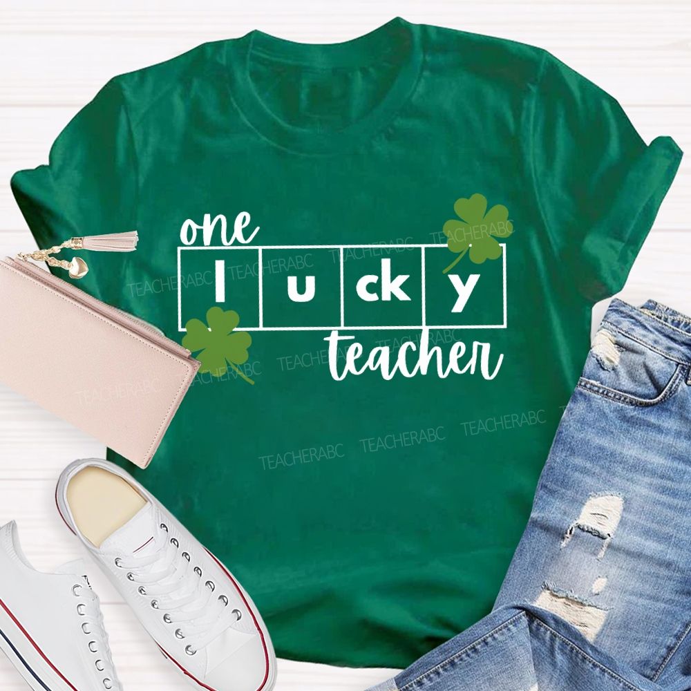 One Lucky Teacher Lucky Four-Leaf Clover Teacher T-shirt