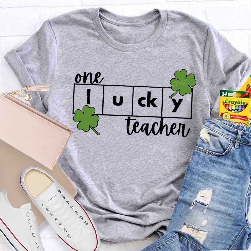 One Lucky Teacher Lucky Four-Leaf Clover Teacher T-shirt