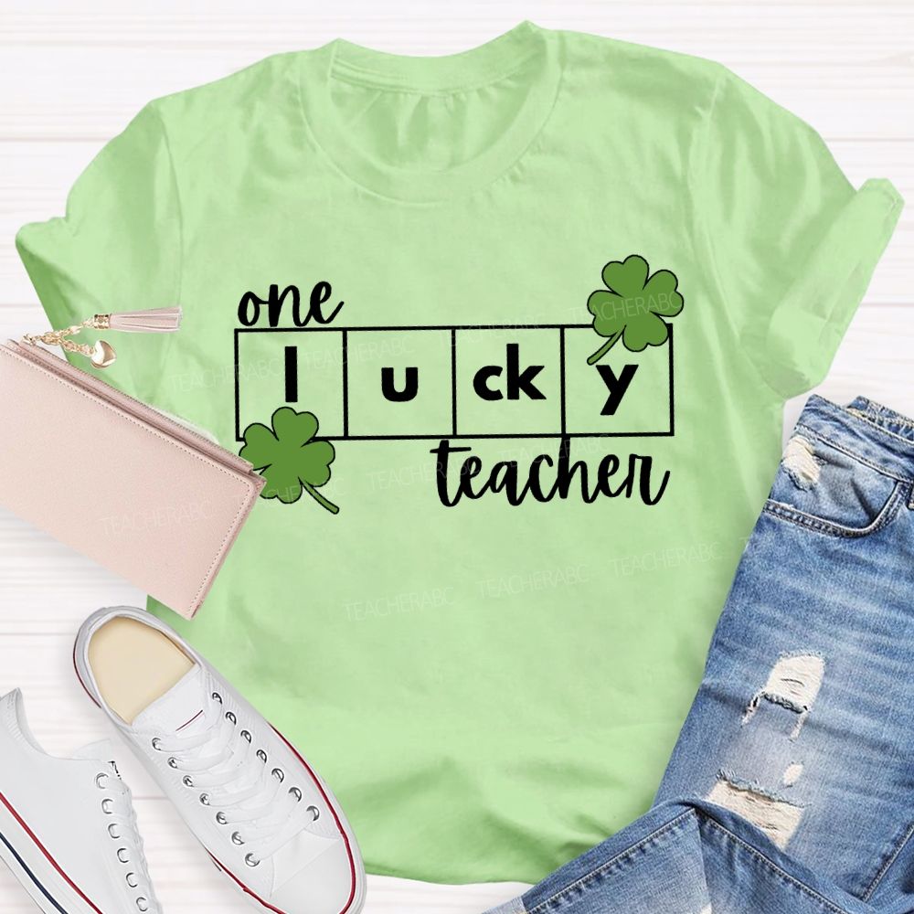 One Lucky Teacher Lucky Four-Leaf Clover Teacher T-shirt