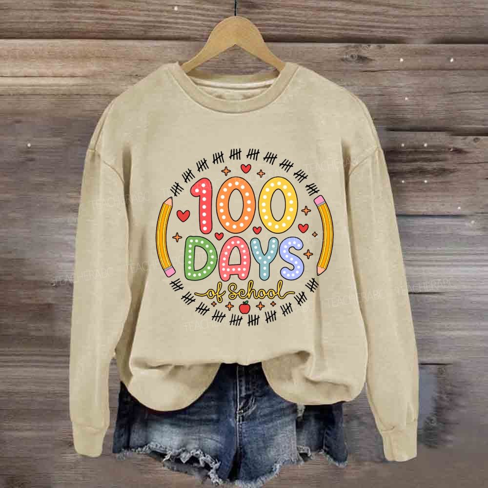 100 Days Of School Pencil Circle Sweatshirt