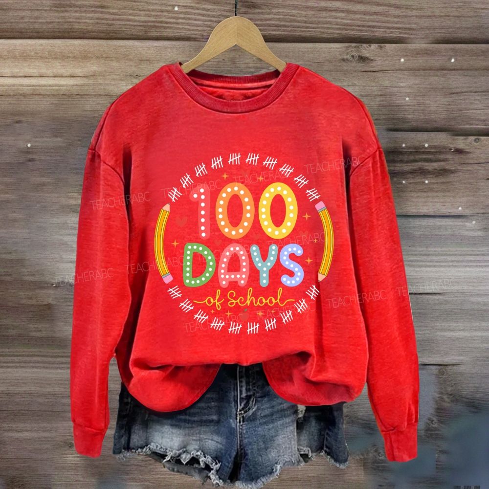 100 Days Of School Pencil Circle Sweatshirt