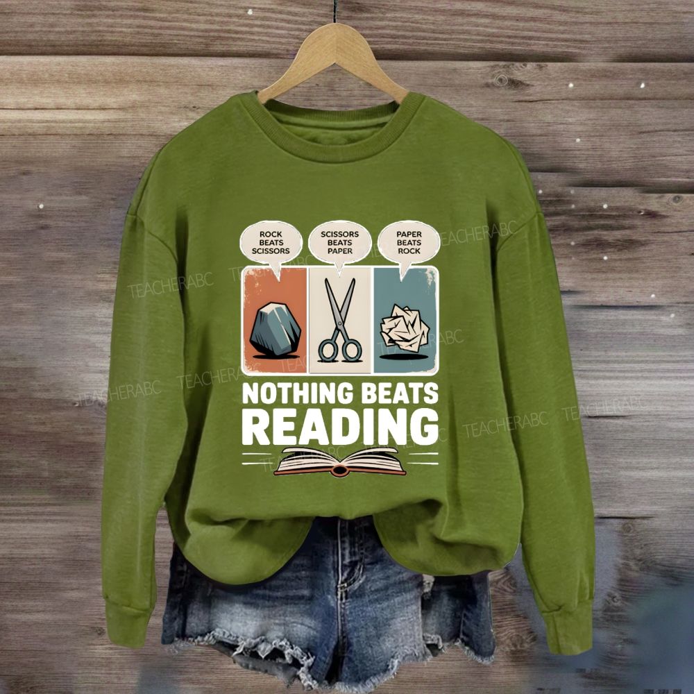 Rock Paper Scissors Nothing Beats Reading Sweatshirt
