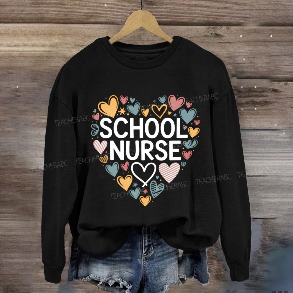 School Nurse Colorful Heart Sweatshirt