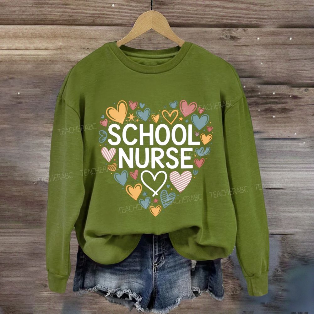 School Nurse Colorful Heart Sweatshirt