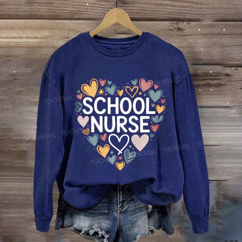 School Nurse Colorful Heart Sweatshirt