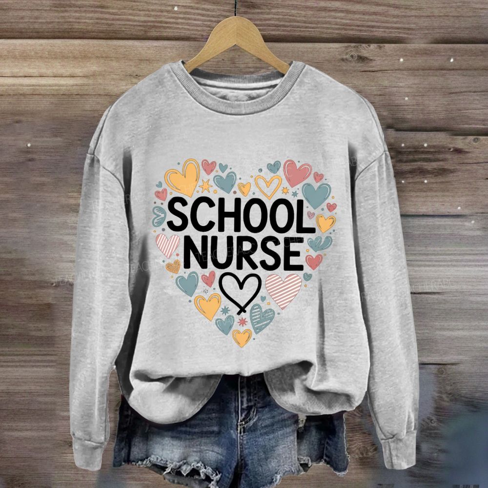 School Nurse Colorful Heart Sweatshirt
