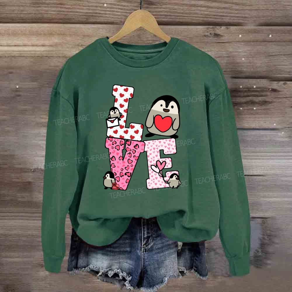 Love With Red Heart Leopard Sweatshirt