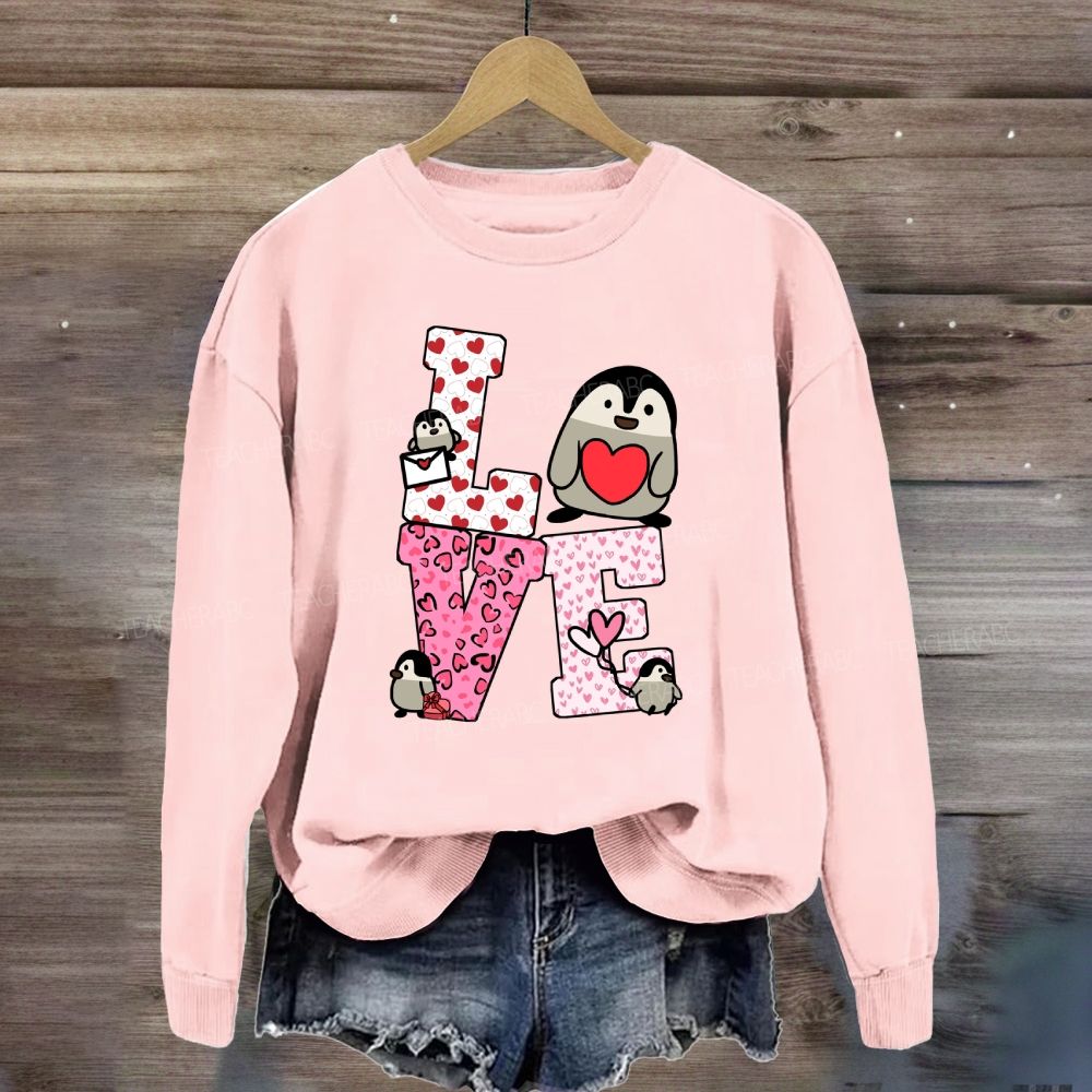 Love With Red Heart Leopard Sweatshirt