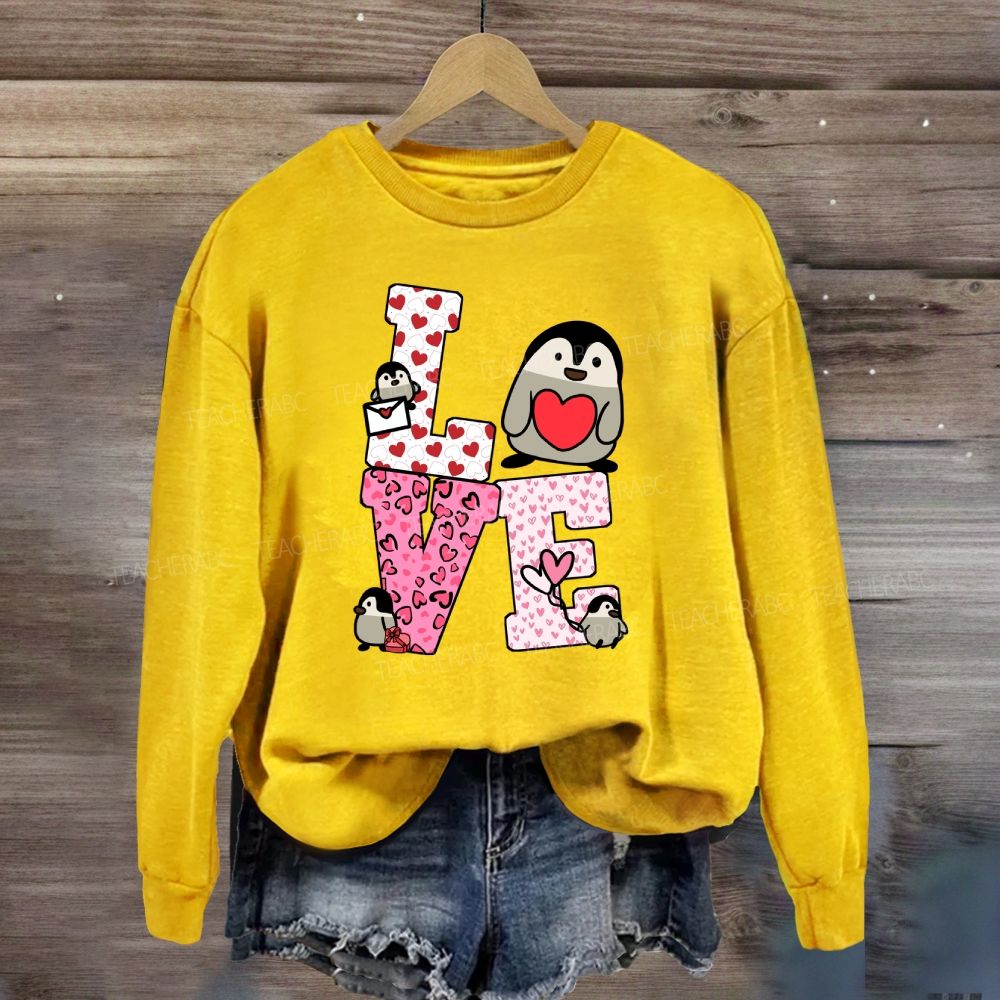 Love With Red Heart Leopard Sweatshirt