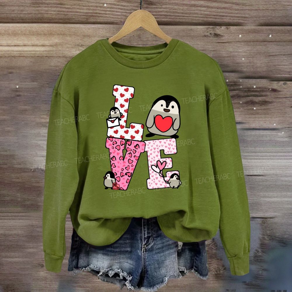 Love With Red Heart Leopard Sweatshirt