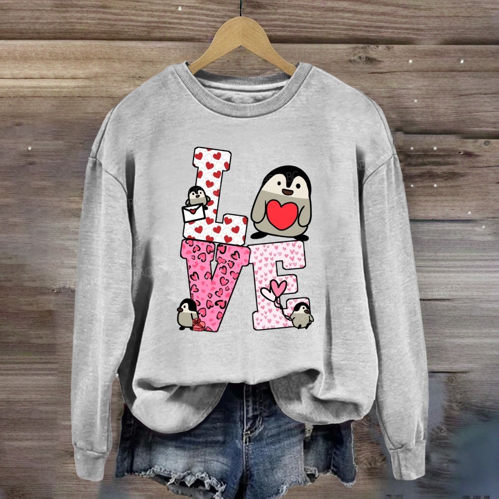 Love With Red Heart Leopard Sweatshirt