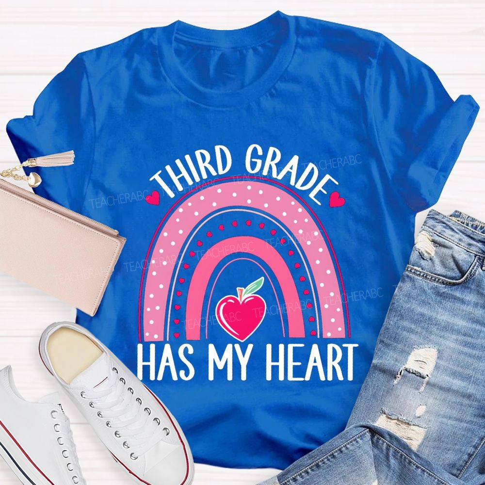 Personalized Grade Third Grade Has My Heart Teacher T-Shirt