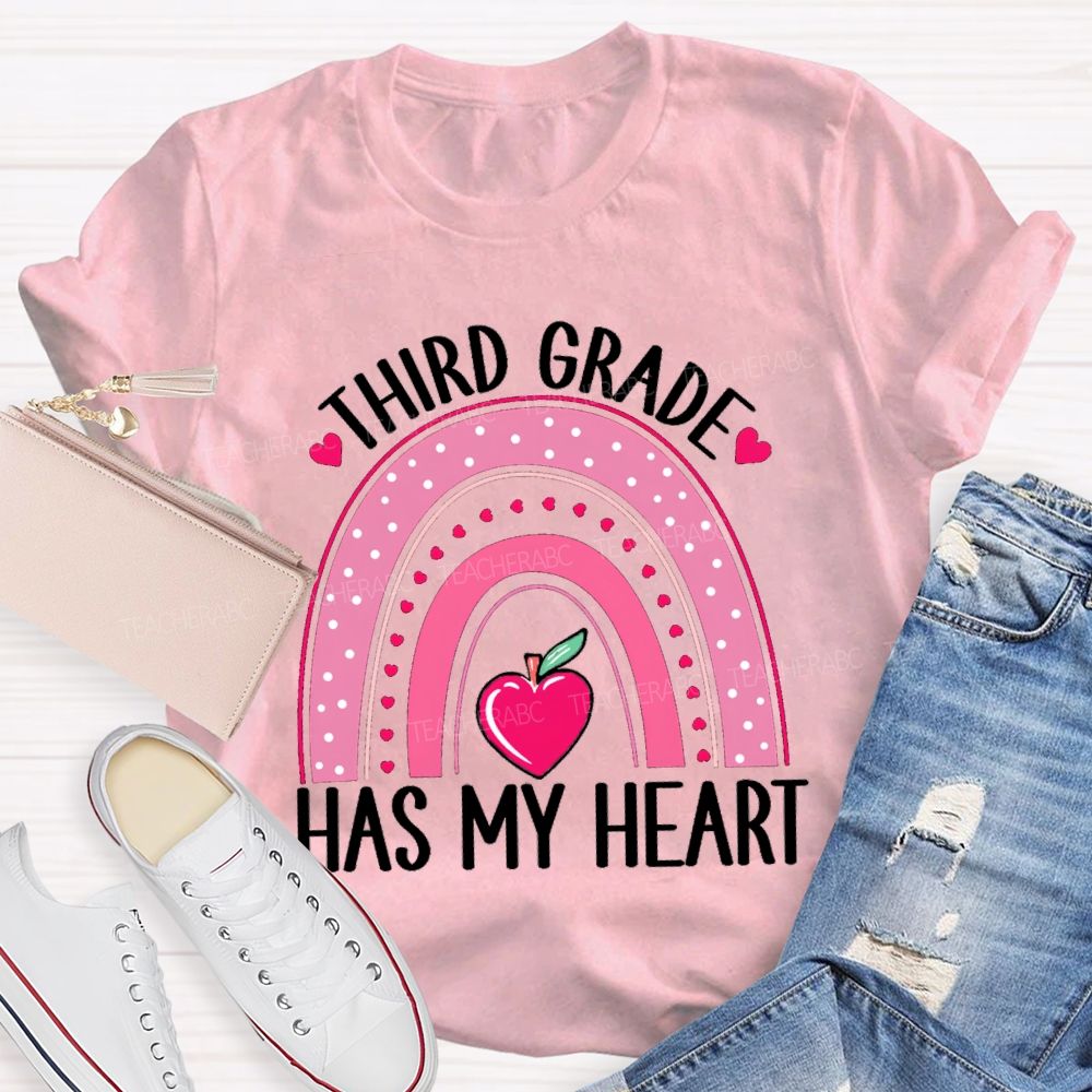 Personalized Grade Third Grade Has My Heart Teacher T-Shirt