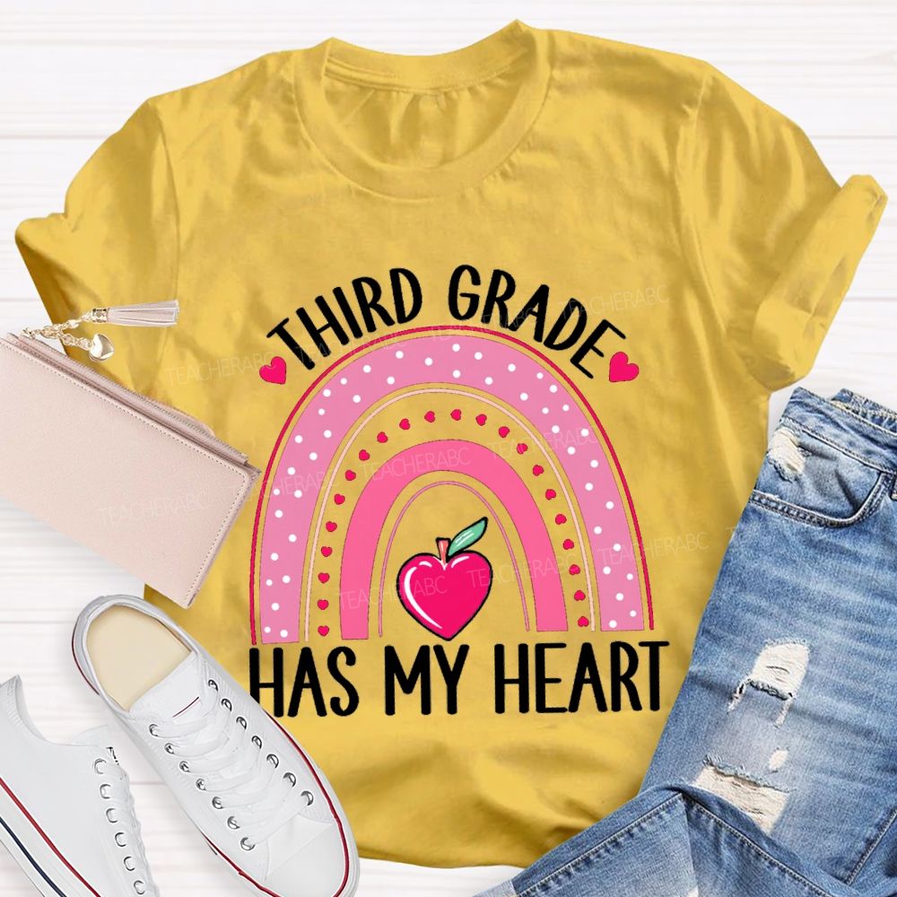 Personalized Grade Third Grade Has My Heart Teacher T-Shirt