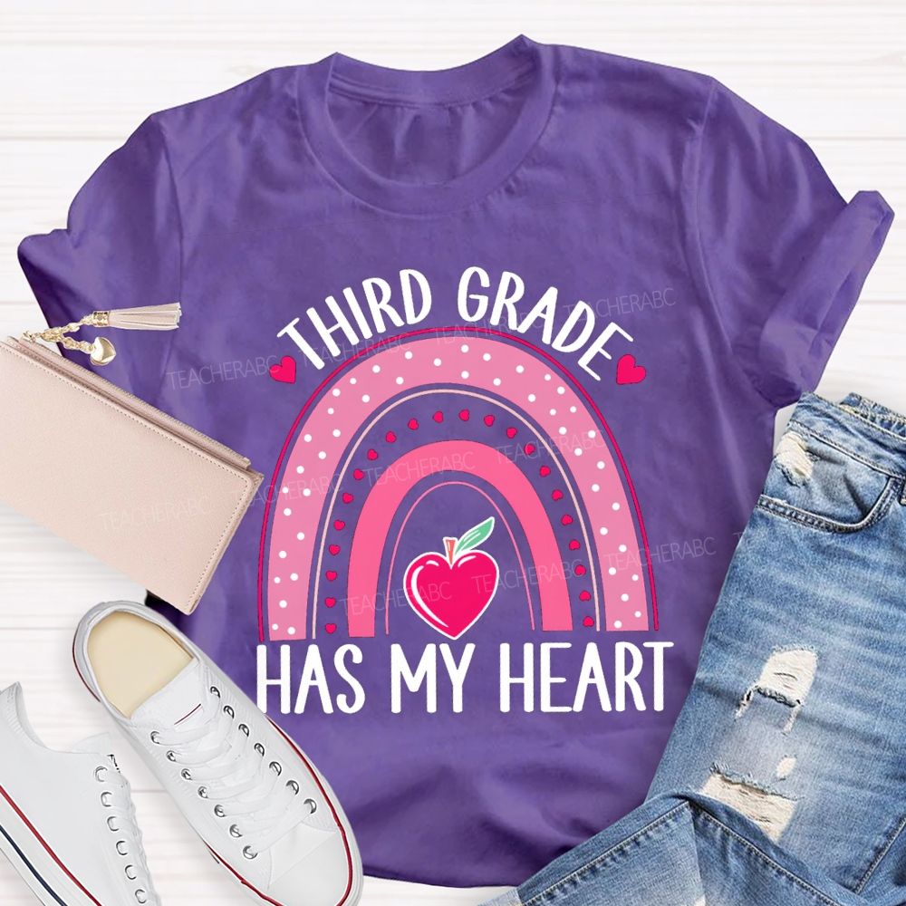 Personalized Grade Third Grade Has My Heart Teacher T-Shirt