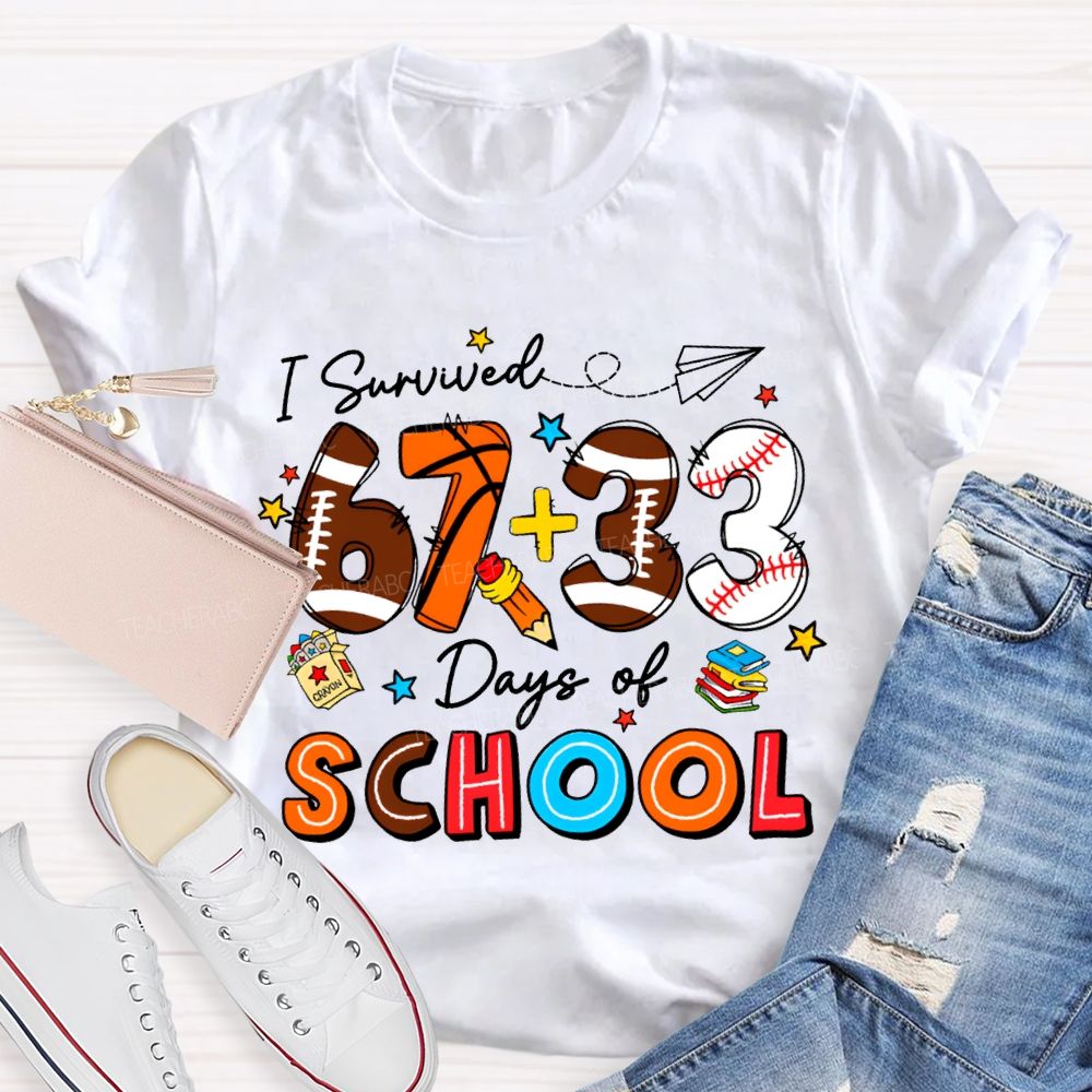 I Survived 100 Days Of School Colored Numbers Teacher T-shirt