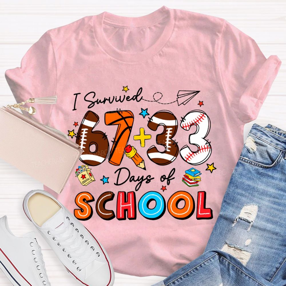 I Survived 100 Days Of School Colored Numbers Teacher T-shirt