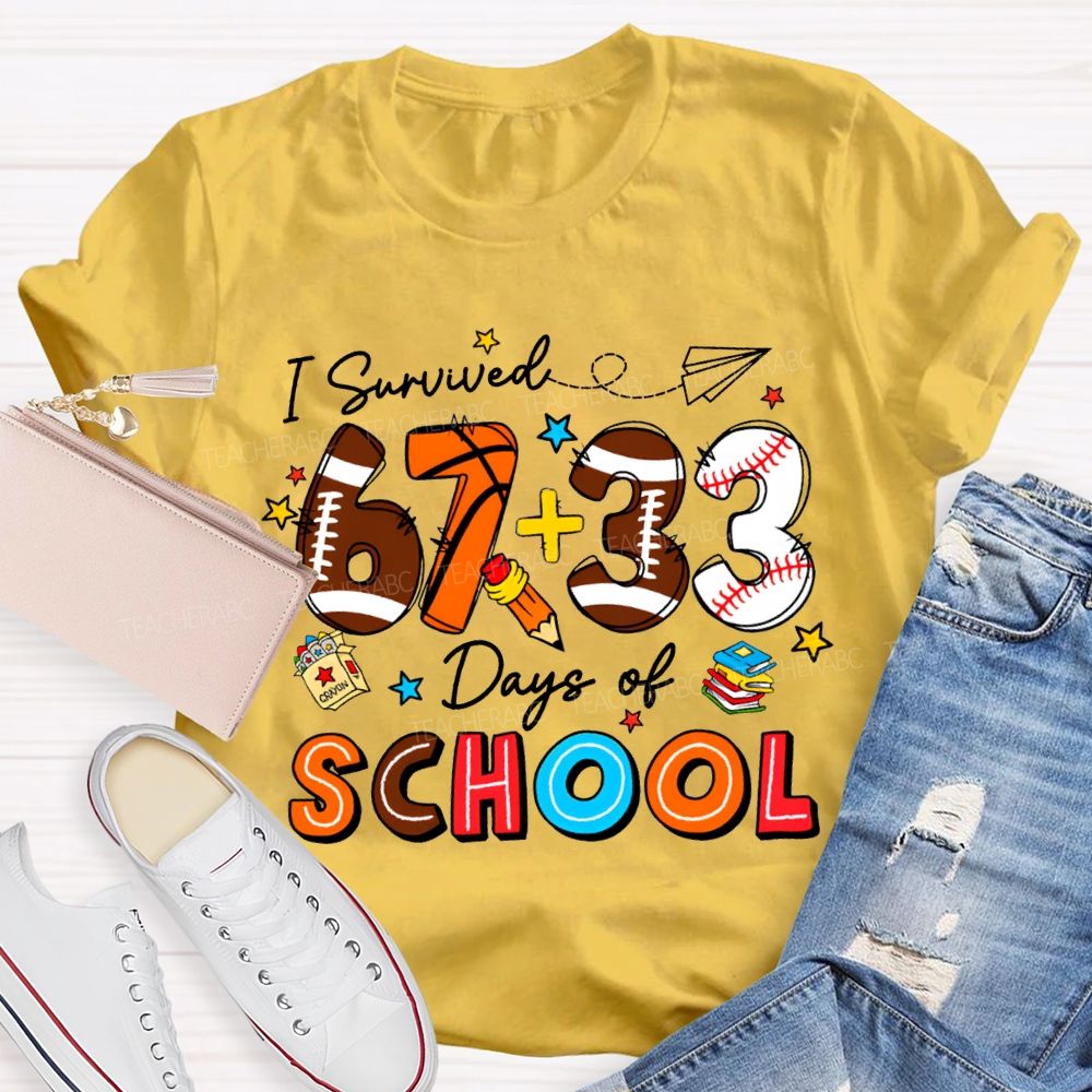 I Survived 100 Days Of School Colored Numbers Teacher T-shirt