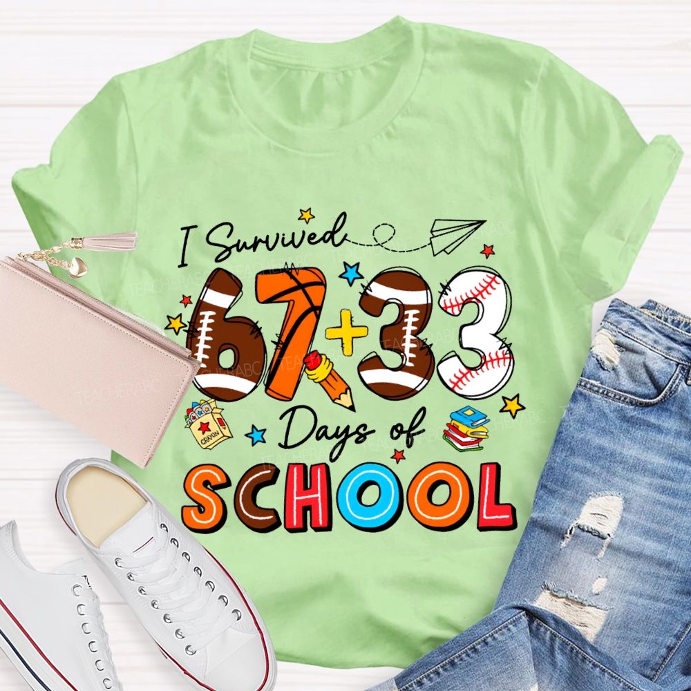I Survived 100 Days Of School Colored Numbers Teacher T-shirt