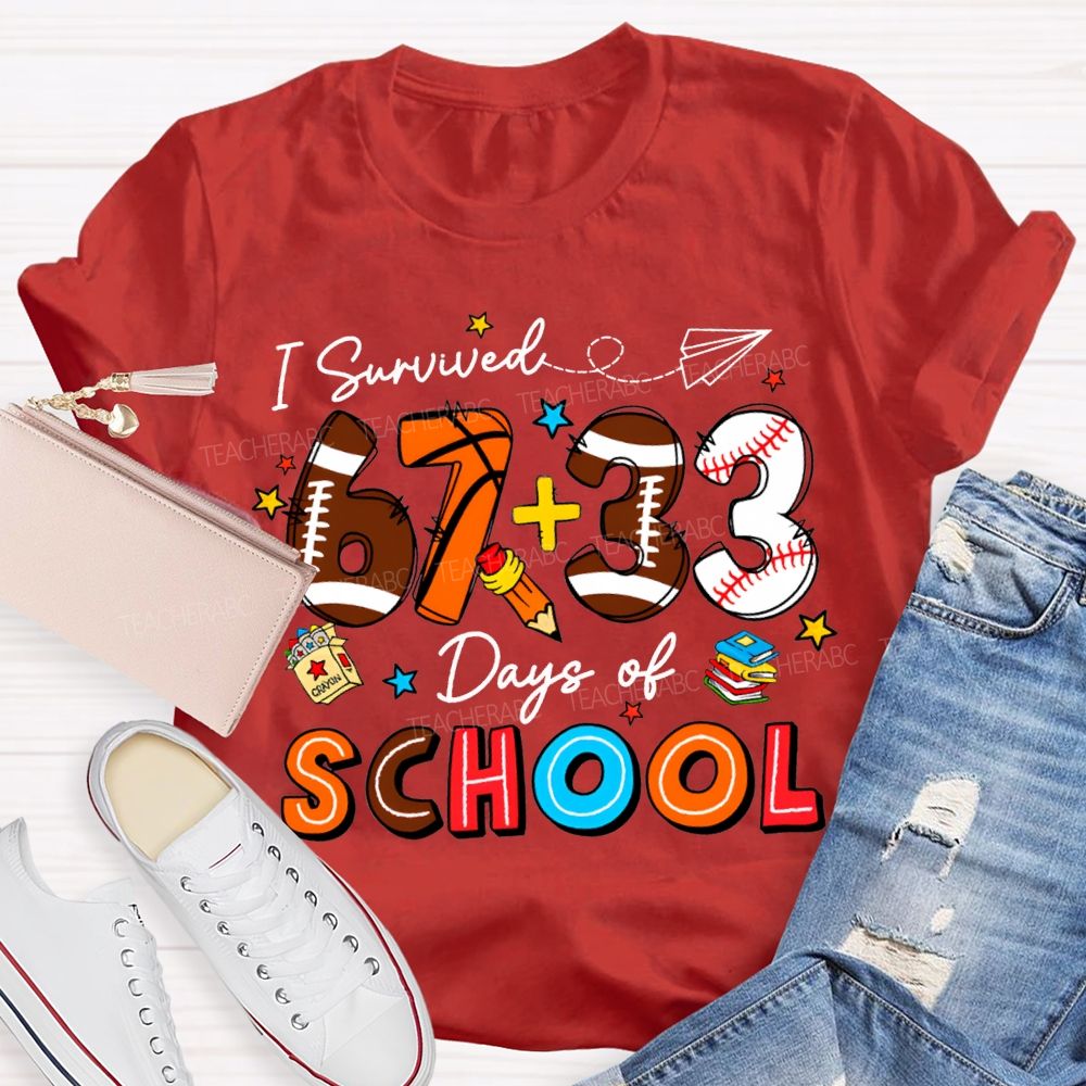 I Survived 100 Days Of School Colored Numbers Teacher T-shirt