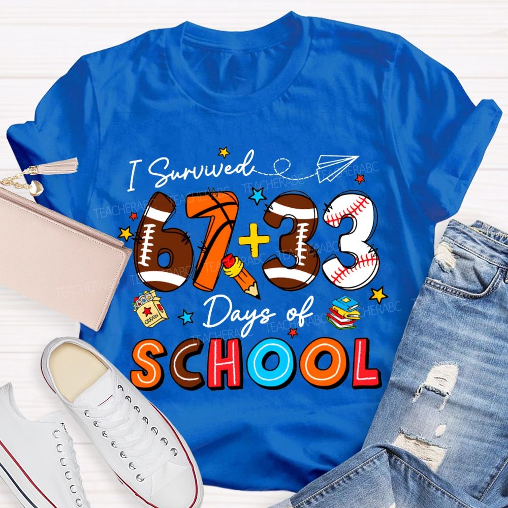 I Survived 100 Days Of School Colored Numbers Teacher T-shirt