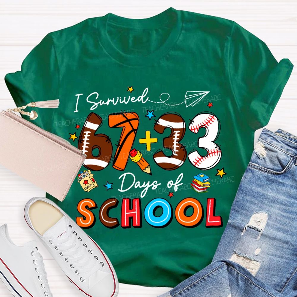 I Survived 100 Days Of School Colored Numbers Teacher T-shirt