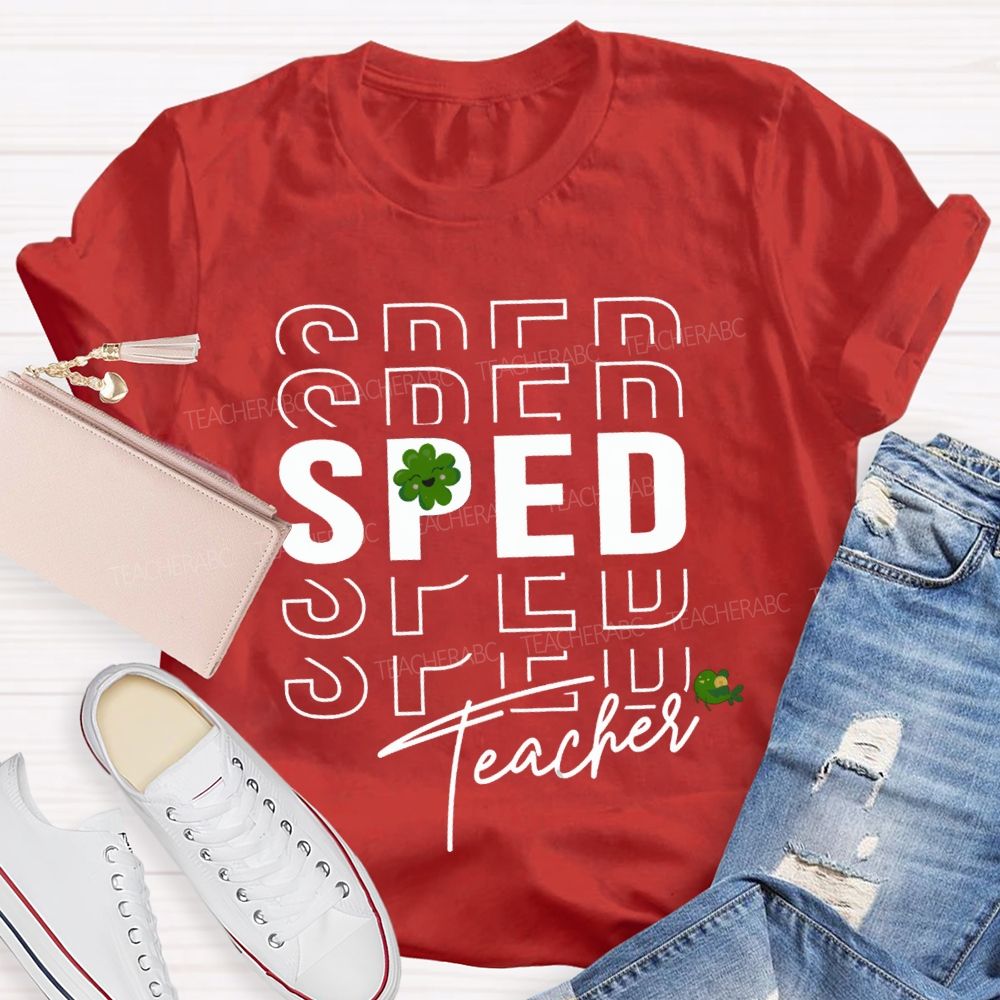 Special Education Lucky Four-Leaf Clover Teacher T-shirt