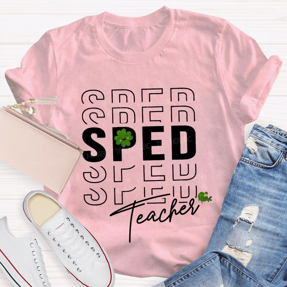 Special Education Lucky Four-Leaf Clover Teacher T-shirt
