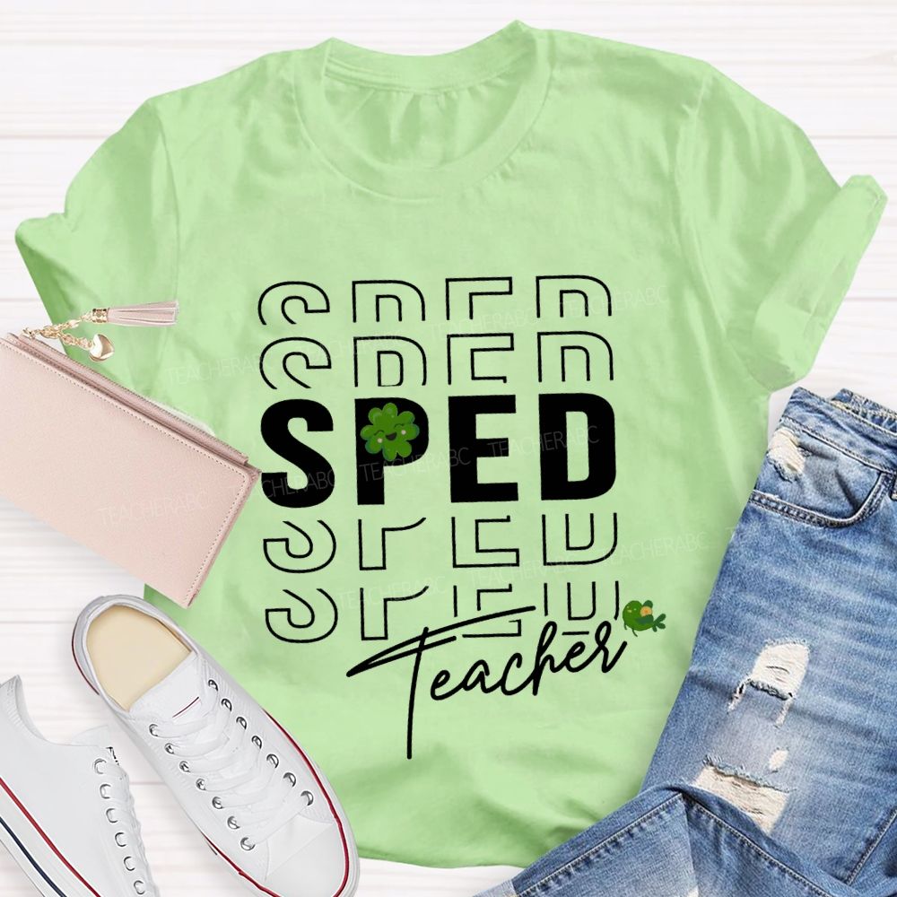 Special Education Lucky Four-Leaf Clover Teacher T-shirt