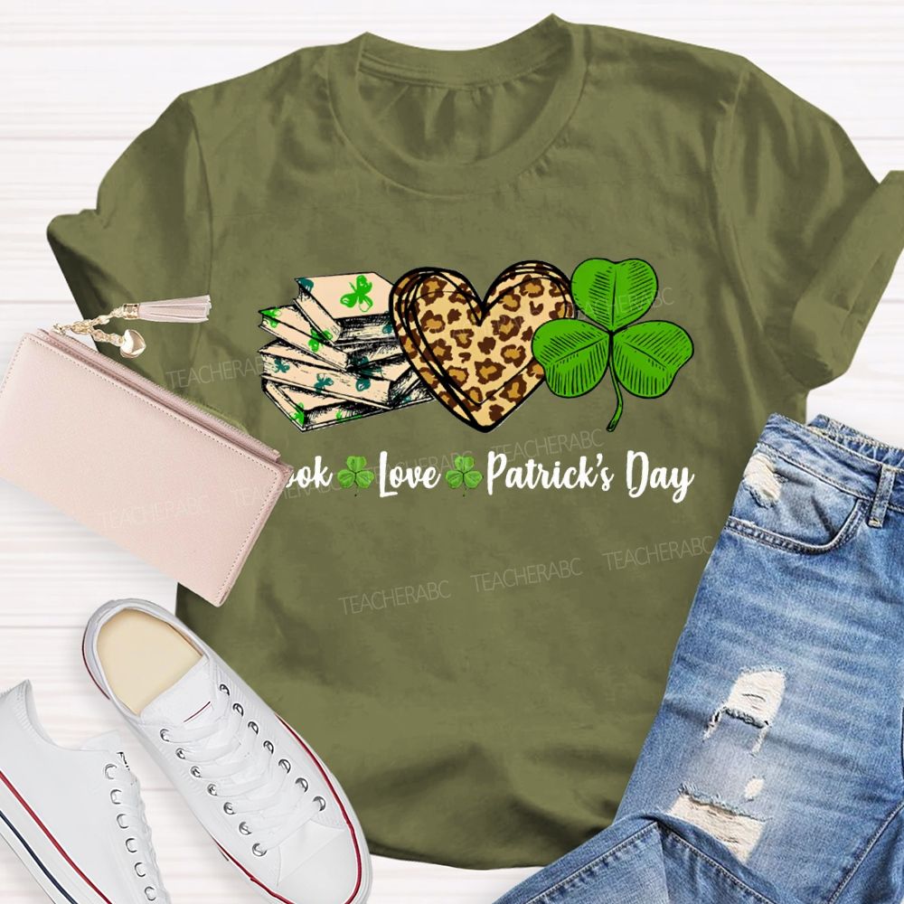 Book Love Patrick'S Day Leopard Print Hearts And Shamrocks T-shirt