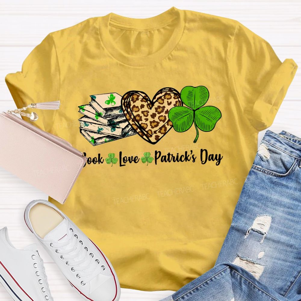 Book Love Patrick'S Day Leopard Print Hearts And Shamrocks T-shirt