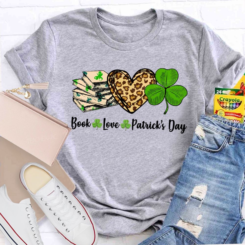 Book Love Patrick'S Day Leopard Print Hearts And Shamrocks T-shirt