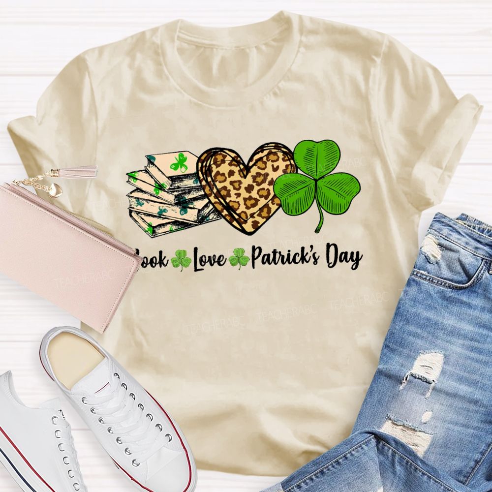 Book Love Patrick'S Day Leopard Print Hearts And Shamrocks T-shirt