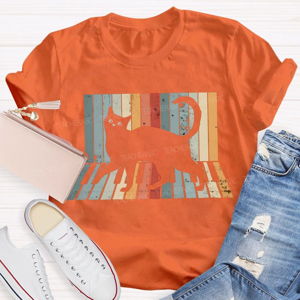A Black Cat Jumping On The Piano Music Teacher T-shirt