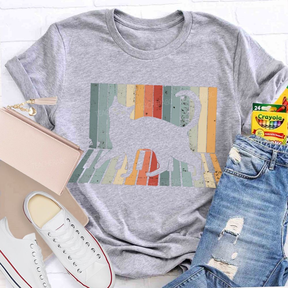 A Black Cat Jumping On The Piano Music Teacher T-shirt