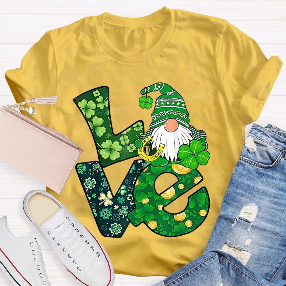Love Lucky Four-Leaf Clover Fonts And Dwarves Teacher T-shirt