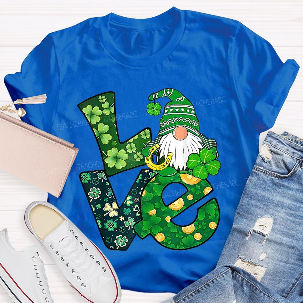 Love Lucky Four-Leaf Clover Fonts And Dwarves Teacher T-shirt