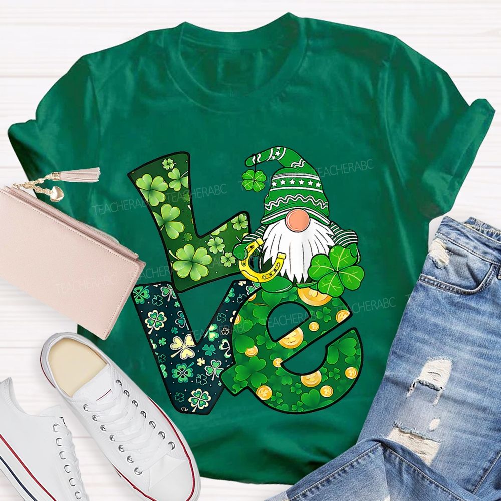 Love Lucky Four-Leaf Clover Fonts And Dwarves Teacher T-shirt