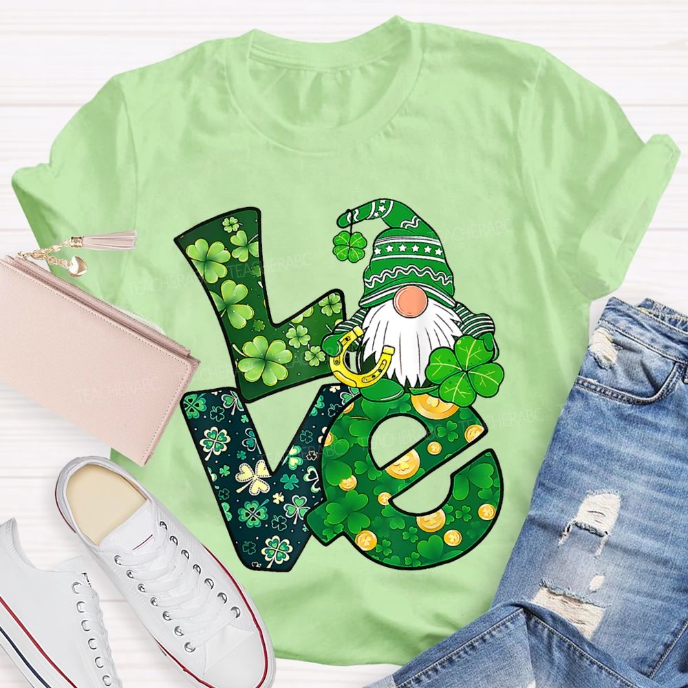 Love Lucky Four-Leaf Clover Fonts And Dwarves Teacher T-shirt