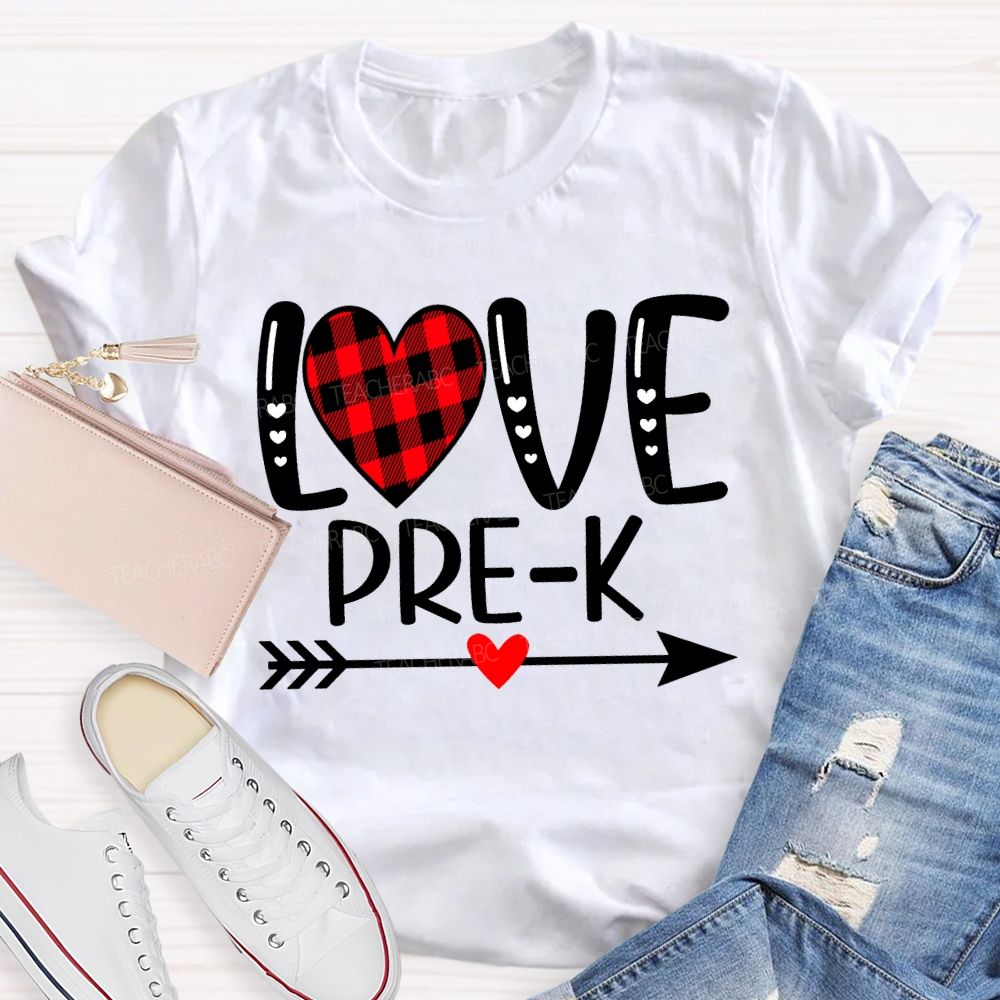 Personalized Grade Love Heart Valentine'S Day Teacher T-shirt