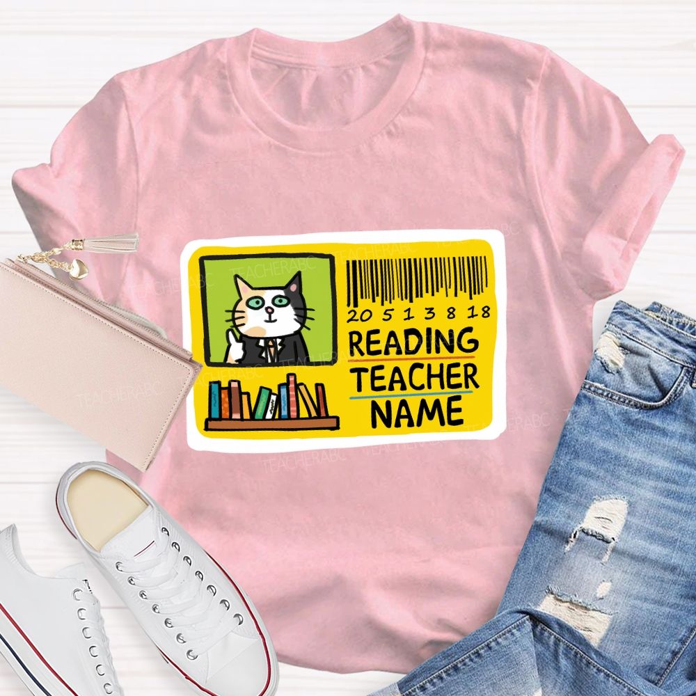 Personalized Reading Teacher Name Book Card Teacher T-shirt