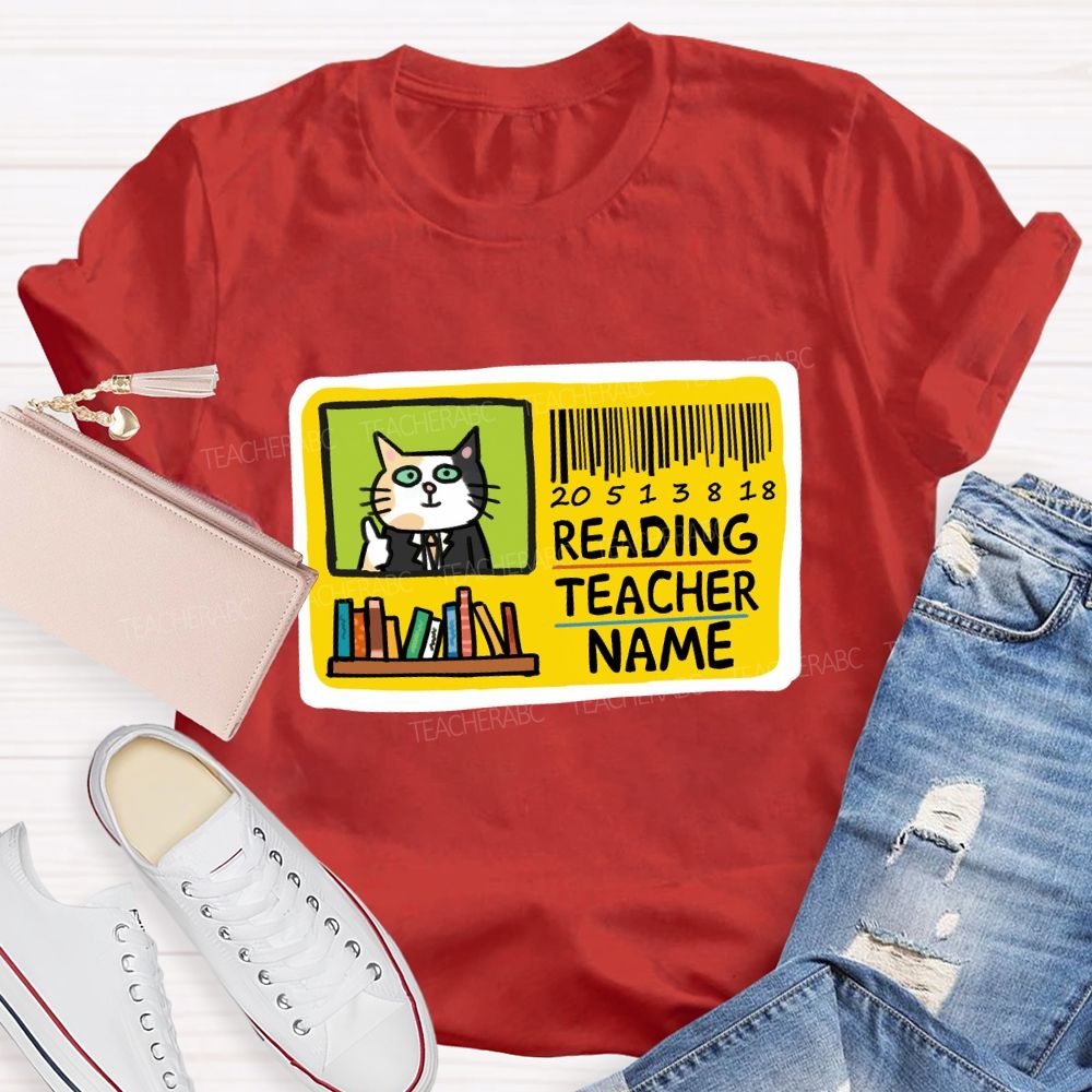 Personalized Reading Teacher Name Book Card Teacher T-shirt