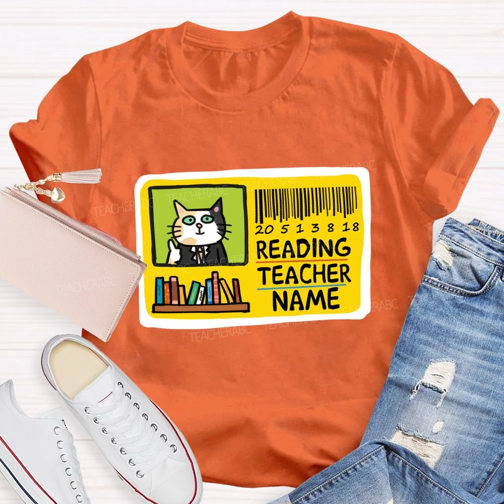 Personalized Reading Teacher Name Book Card Teacher T-shirt
