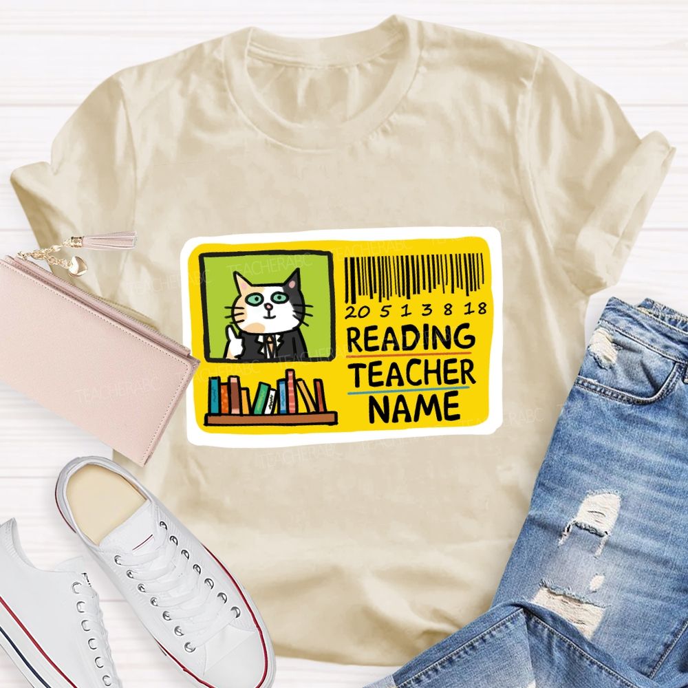 Personalized Reading Teacher Name Book Card Teacher T-shirt