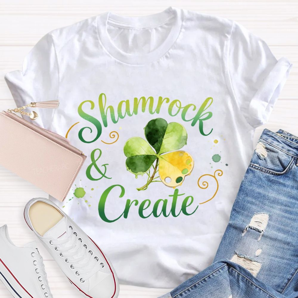 Shamrock Create Art Teacher T-Shirt