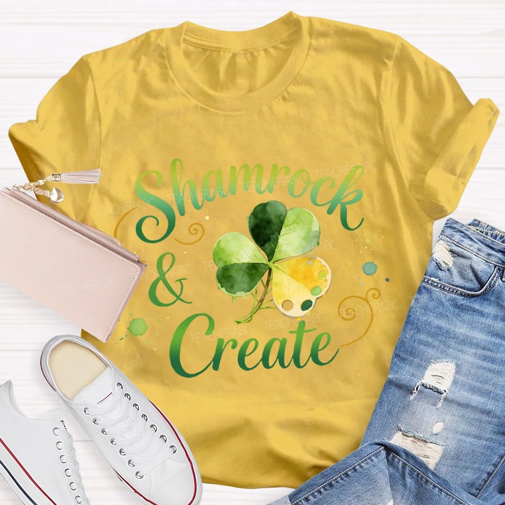 Shamrock Create Art Teacher T-Shirt