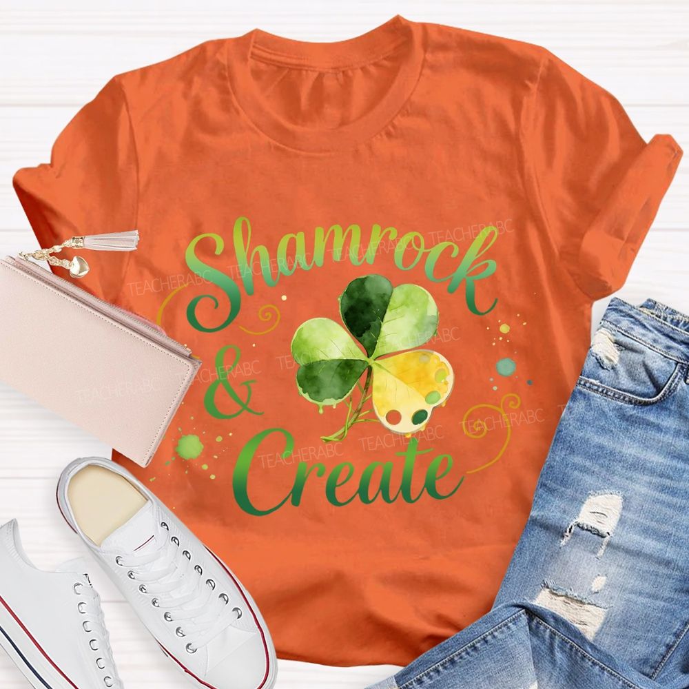 Shamrock Create Art Teacher T-Shirt