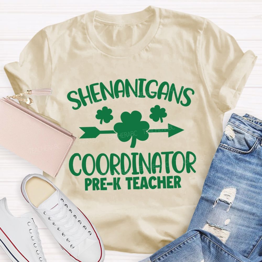 Personalized Grade Shenanigans Coordinator Lucky Clover Teacher T-shirt