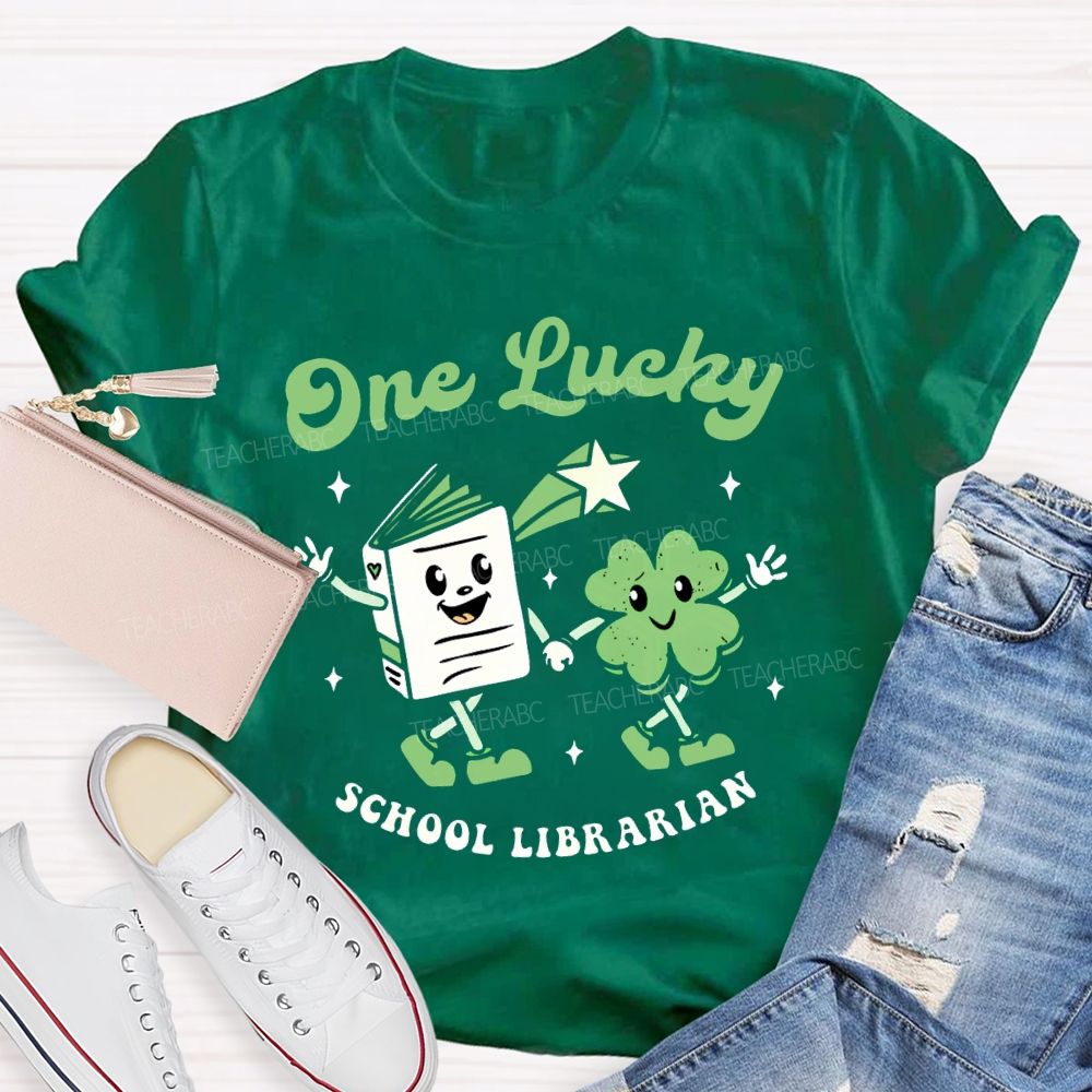 One Lucky School Librarian Lucky Four-Leaf Clover T-shirt