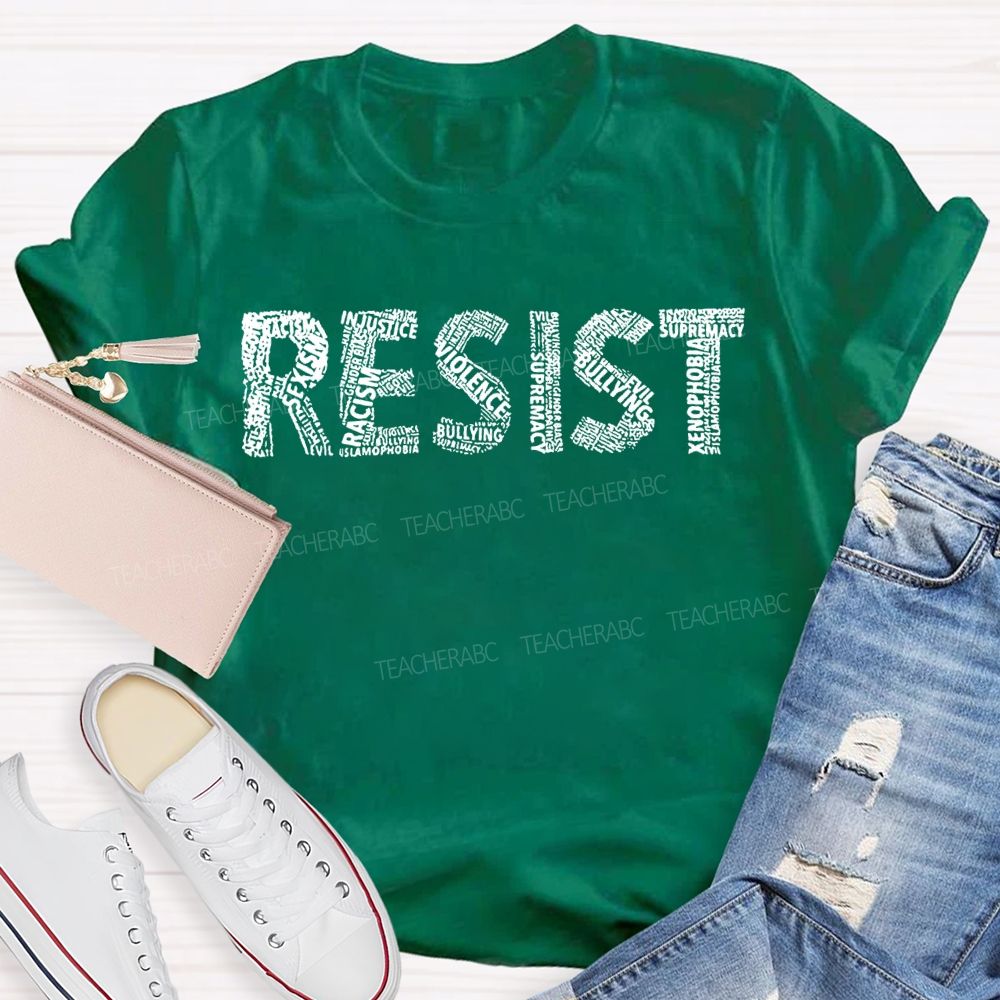 Resist Empowered Women Vintage Style Font T-shirt